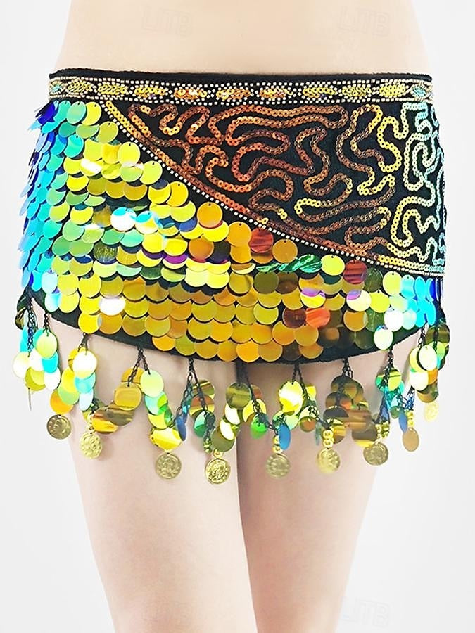 Ceinture de Danse Du Ventre à Paillettes pour Femme, Tenue D'Entraînement Sans Manches, en Polyester de Haute Qualité