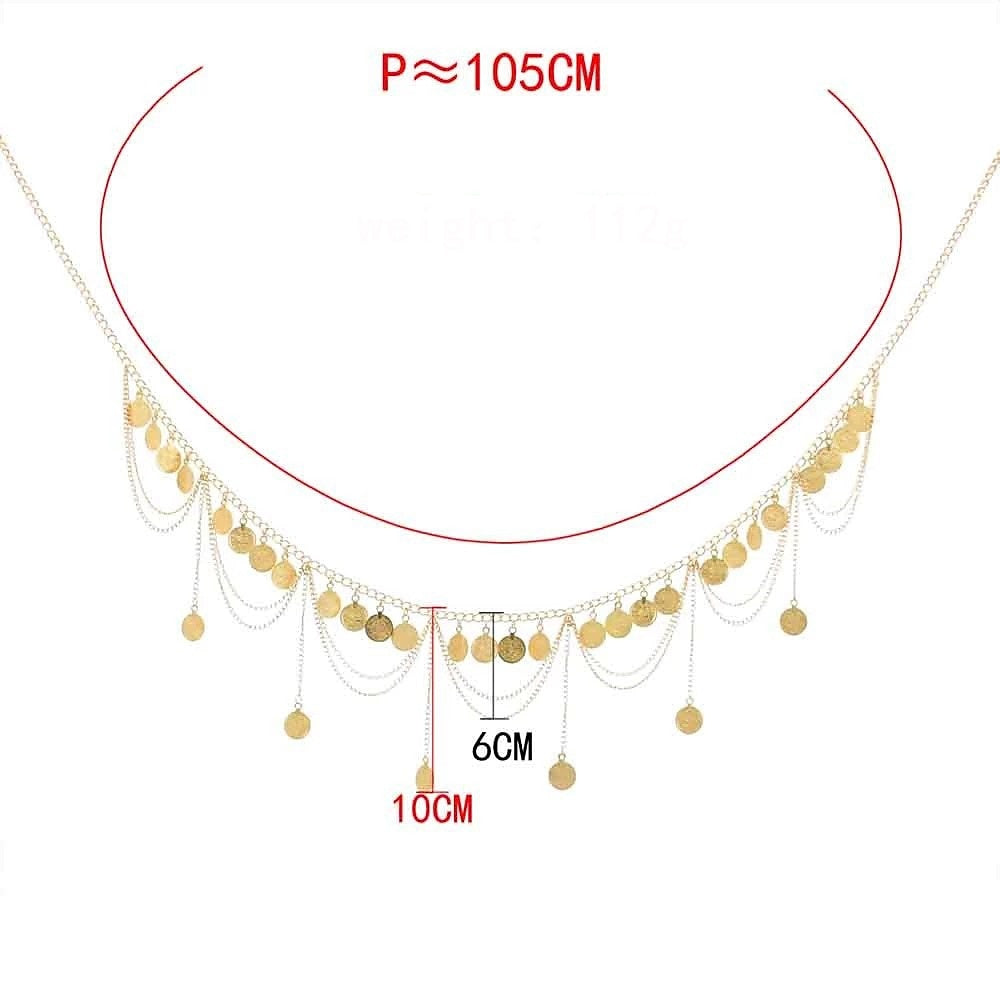 Danse Du Ventre Accessoires de Danse Ceinture Chaîne en Métal Pièce D'Or Pièce D'Argent Performance pour Femmes
