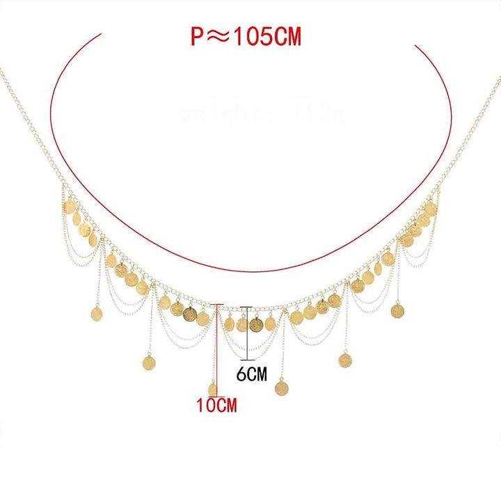 Danse Du Ventre Accessoires de Danse Ceinture Chaîne en Métal Pièce D'Or Pièce D'Argent Performance pour Femmes