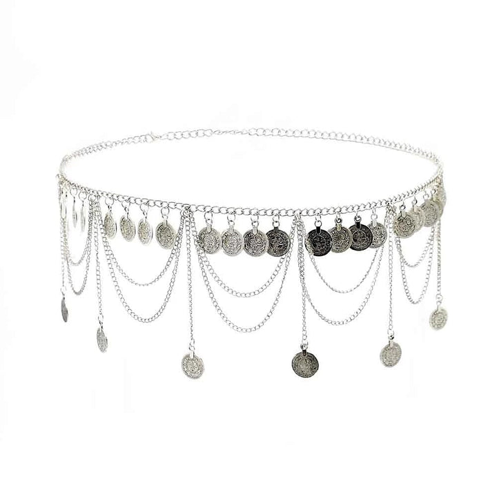 Danse Du Ventre Accessoires de Danse Ceinture Chaîne en Métal Pièce D'Or Pièce D'Argent Performance pour Femmes