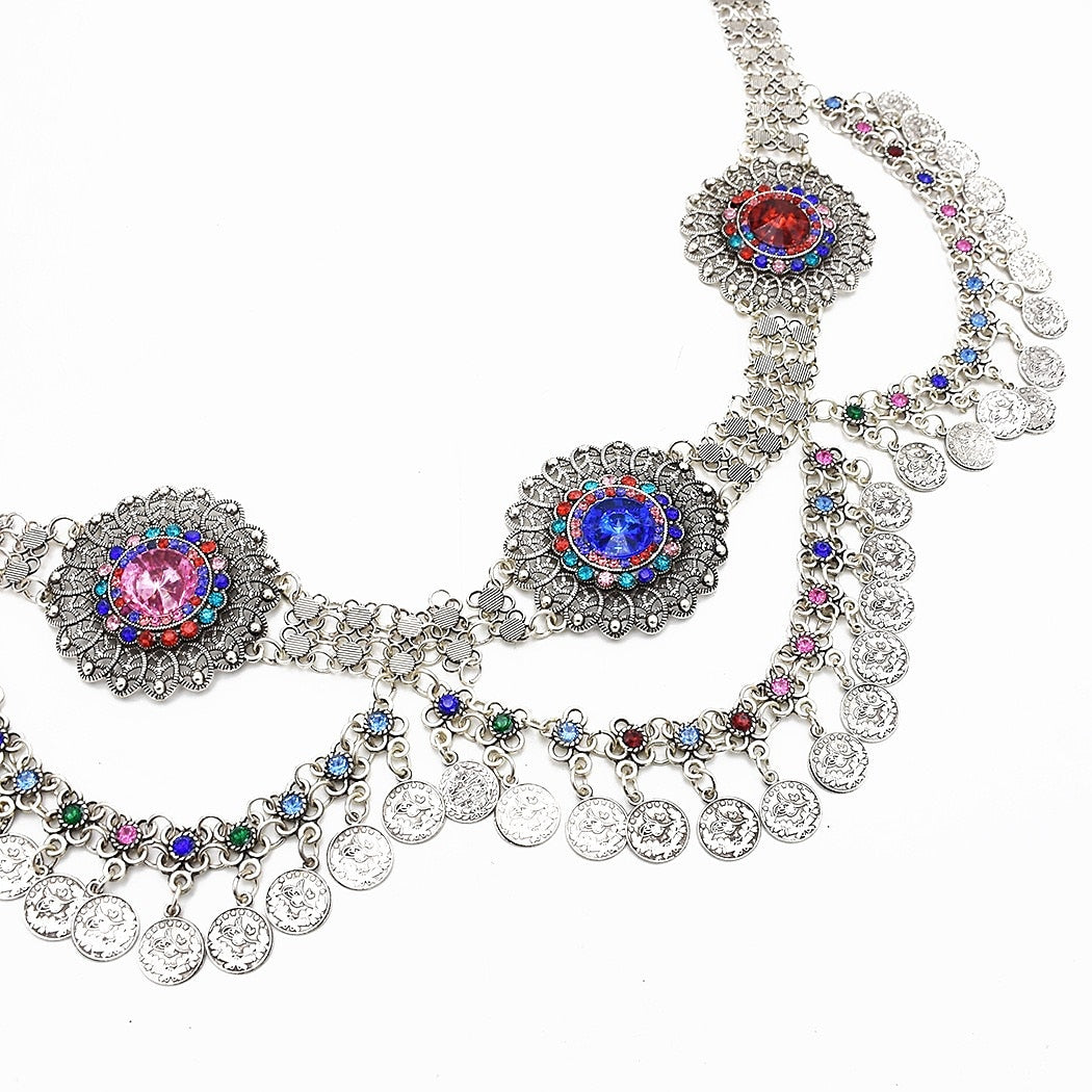 Accessoire de Taille de Danse Du Ventre Pompon pour Femme, Spectacle à Thème, Fête en Métal