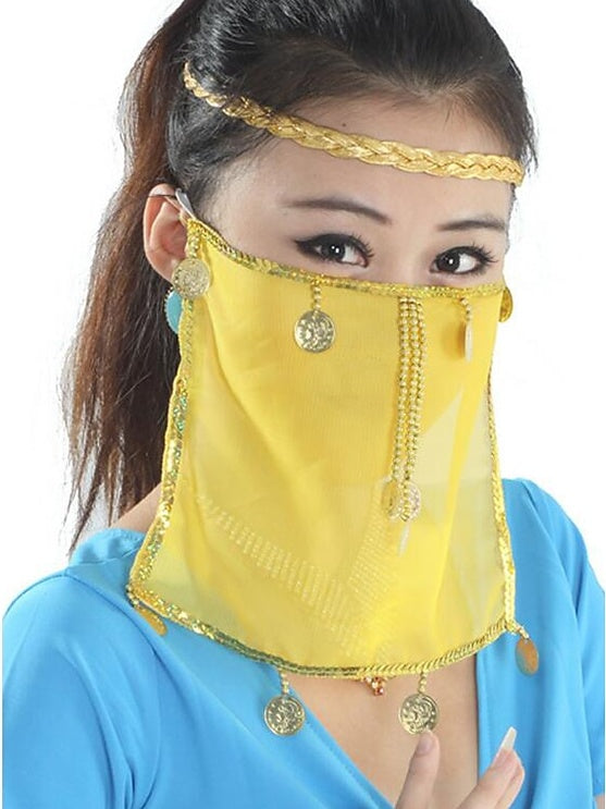 Voile de Danse Du Ventre en Polyester à Paillettes pour Femme