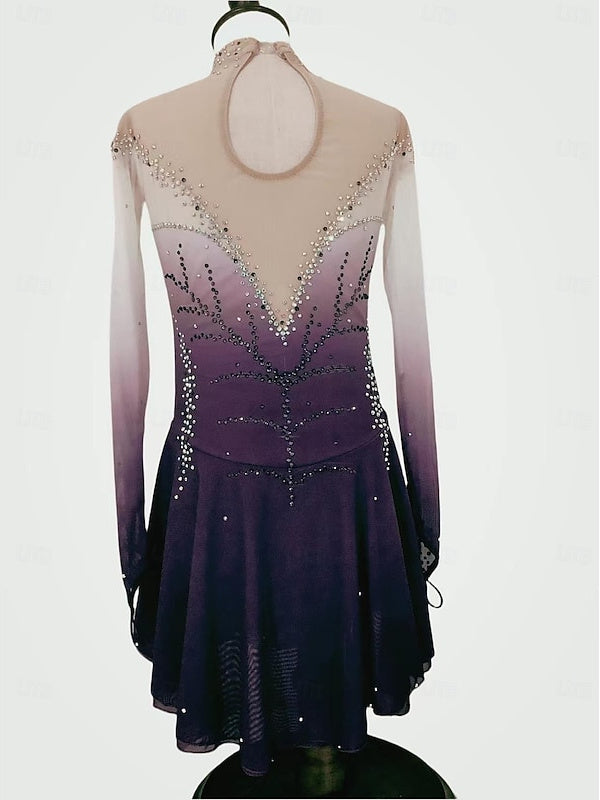 Robe de Patinage Artistique à Manches Longues pour Femmes et Filles