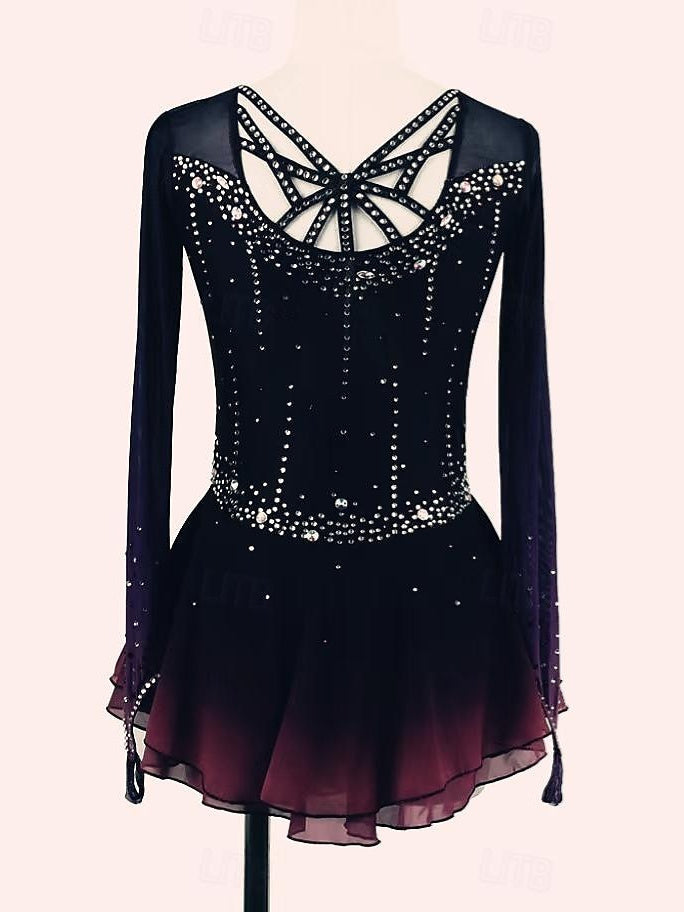 Robe de Patinage Artistique pour Femmes et Filles, Vêtements de Danse, Maille, Élasthanne, Entraînement, Pratique, Patinage Professionnel