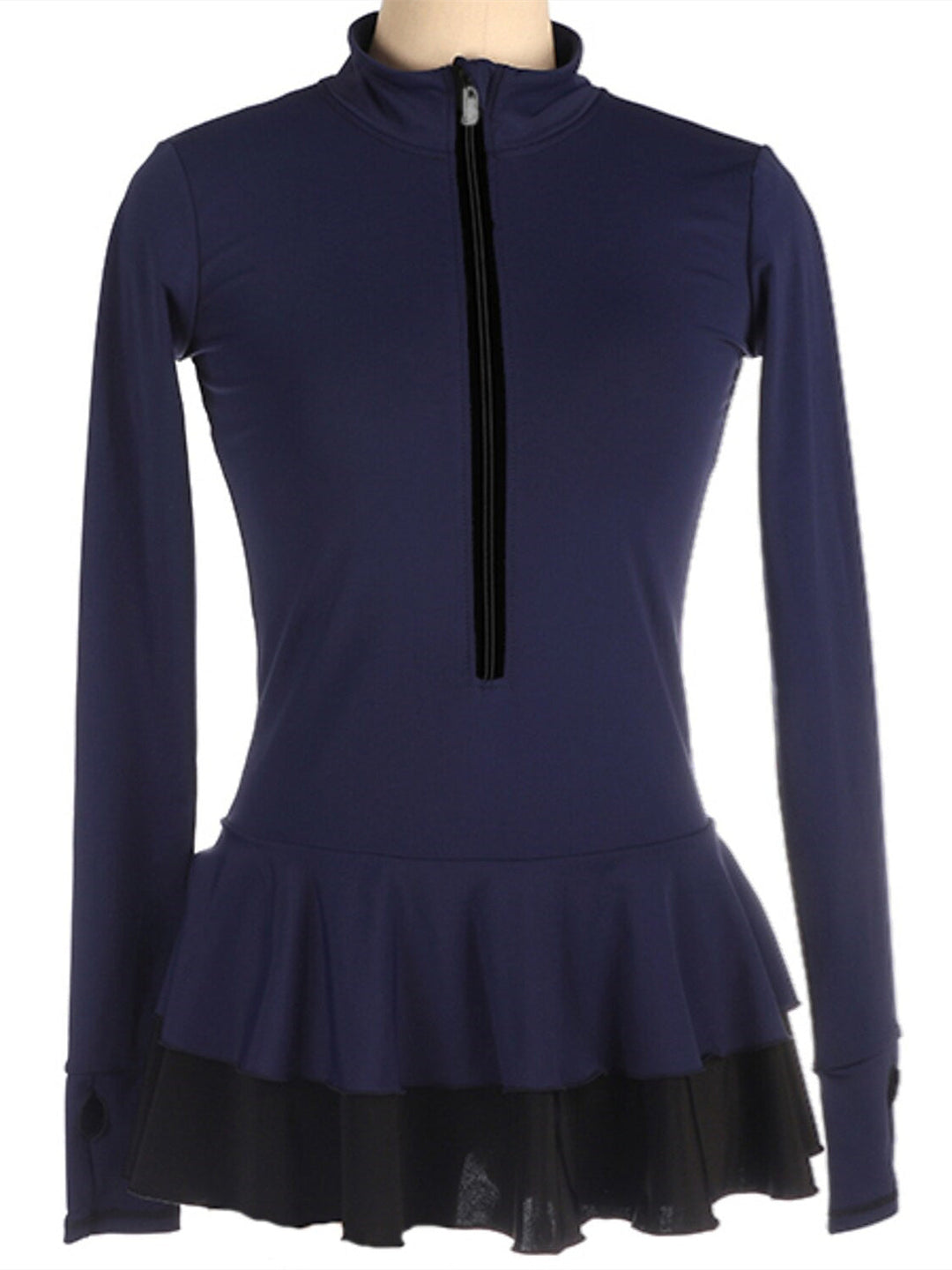 Haut de Patinage Artistique pour Femmes et Filles, Vêtements de Danse Sur Glace, Robe de Patinage, Robe de Patinage Sur Glace en Élasthanne avec Trou pour le Pouce