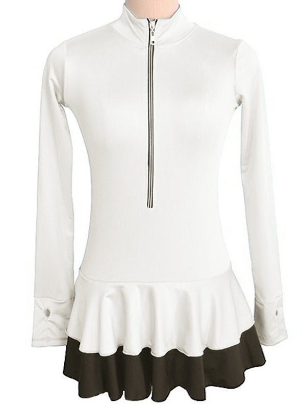 Haut de Patinage Artistique pour Femmes et Filles, Vêtements de Danse Sur Glace, Robe de Patinage, Robe de Patinage Sur Glace en Élasthanne avec Trou pour le Pouce