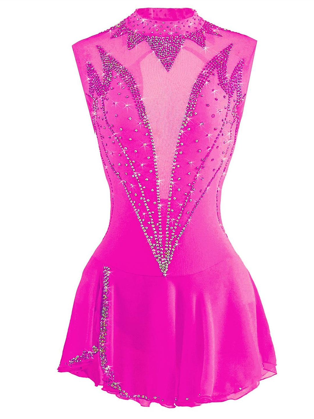 Robe de Patinage Artistique pour Femmes et Filles, Vêtements de Danse Sur Glace, Vêtements de Compétition à Haute Élasticité, Patinage Artistique Sur Glace en Cristal/Strass