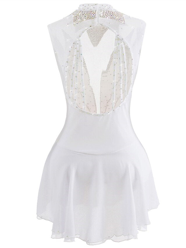 Robe de Patinage Artistique pour Femmes et Filles, Vêtements de Danse Sur Glace, Vêtements de Compétition à Haute Élasticité, Patinage Artistique Sur Glace en Cristal/Strass