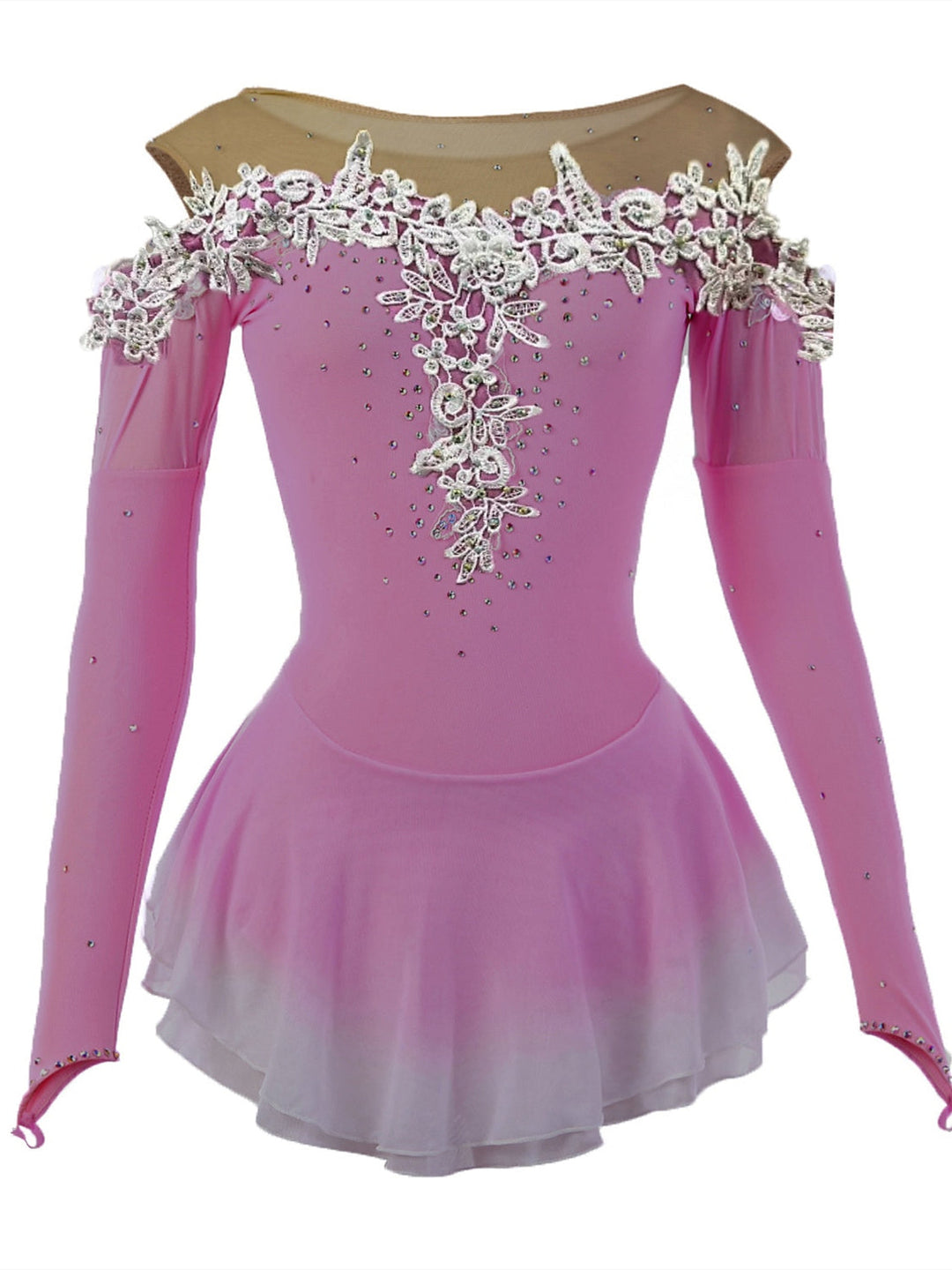 Robe de Patinage Artistique pour Femmes et Filles, Vêtements de Danse à Haute Élasticité, Robe de Patinage Sur Glace à Manches Longues