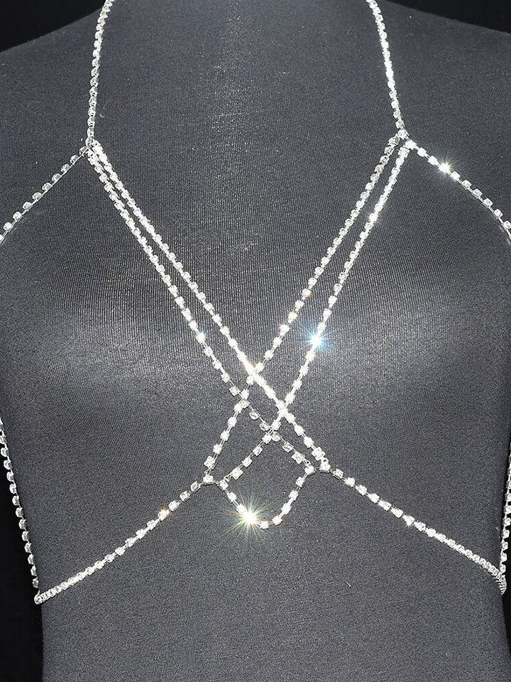 Collier D'Accessoires de Danse en Strass avec Chaîne en Métal Pailleté pour Femme, Entraînement de Performance Sans Manches, Alliage Élevé