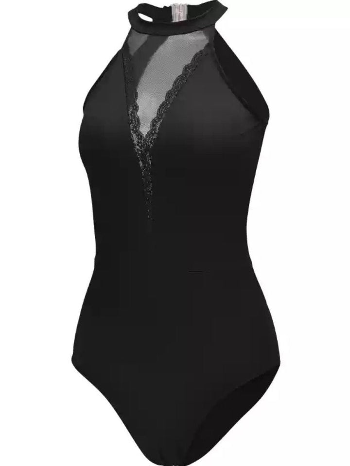 Combinaison de Ballet Sans Manches avec Dos Ouvert et Dos Nu pour Entraînement de Base de Danse Noire