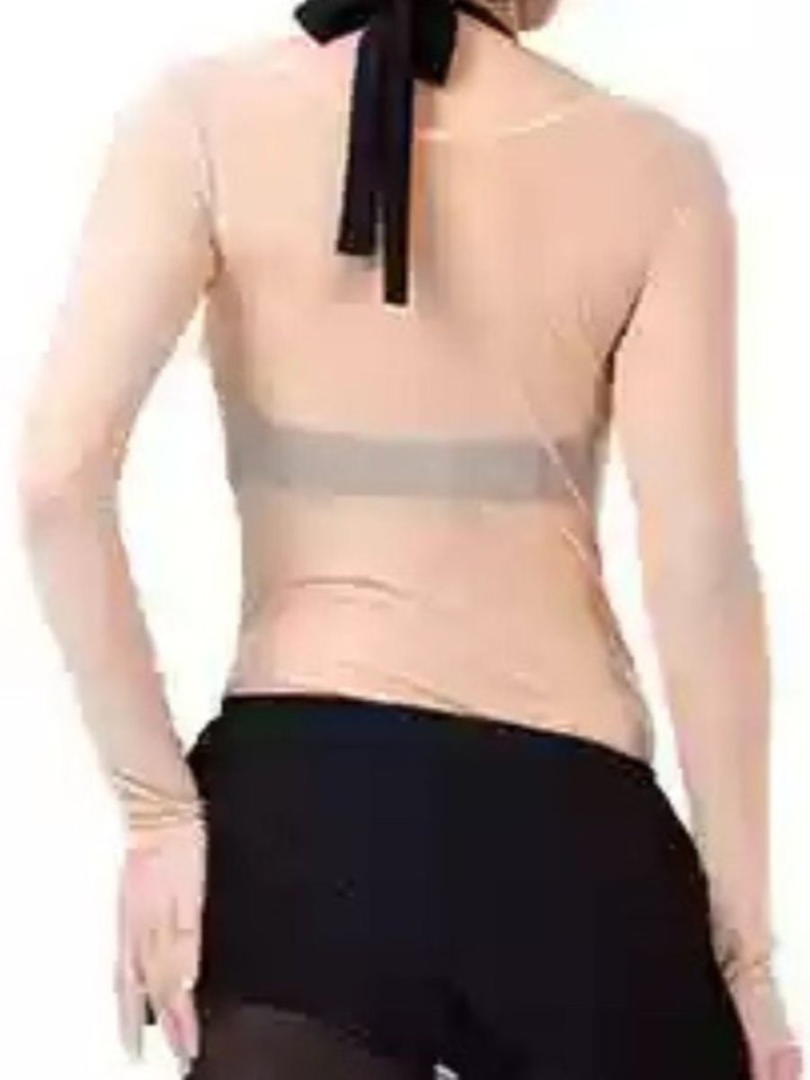 Costume de Danse Du Ventre Transparent à Manches Longues et Rondes