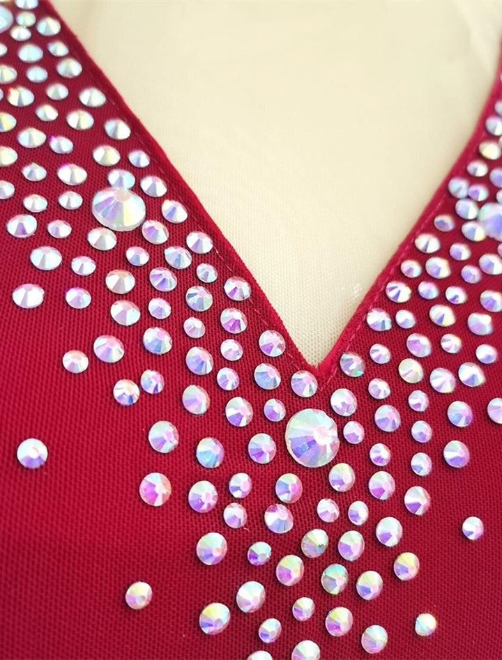 Robe D'Entraînement de Patinage Artistique à Manches Courtes pour Femmes et Filles