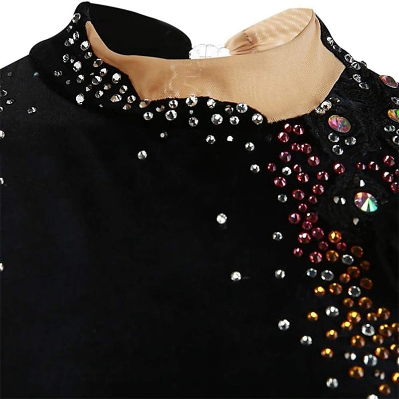 Robe de Patinage Artistique Élégante à Manches Longues pour Femmes et Filles