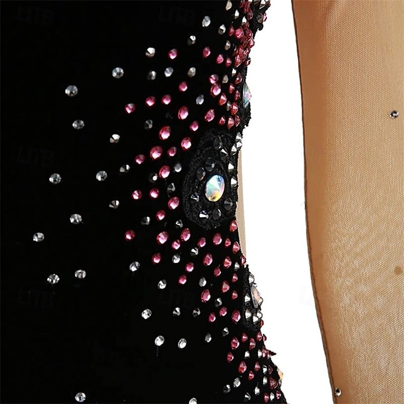 Robe de Patinage Artistique Élégante à Manches Longues pour Femmes et Filles