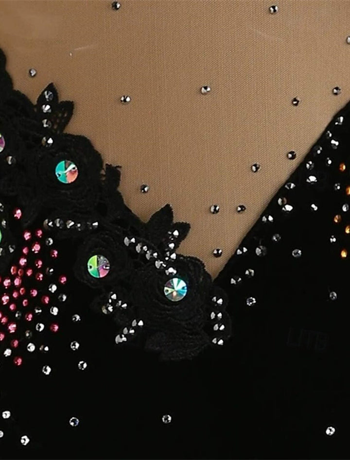 Robe de Patinage Artistique Élégante à Manches Longues pour Femmes et Filles