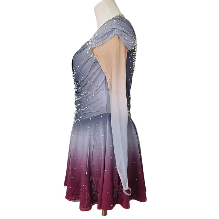 Robe D'Entraînement de Patinage Artistique Scintillante à Manches Longues pour Femmes et Filles