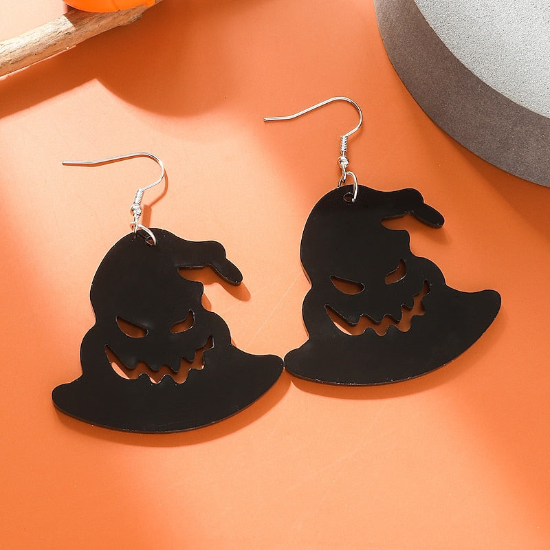 Boucles D'Oreilles Pendantes pour Femmes, Bijoux Délicats, Ensemble Classique de Sorcières, Citrouilles et Araignées D'Halloween