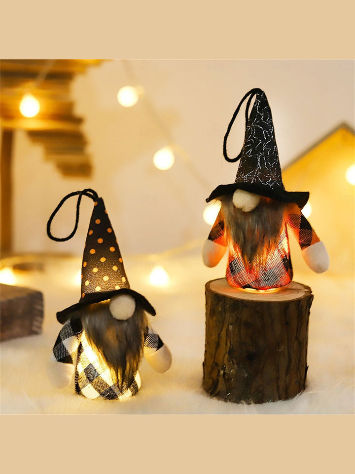 Pendentif de Sorcière de la Forêt, Chapeau Lumineux, Décoration de Table, Poupée Mignonne, Accessoires D'Halloween