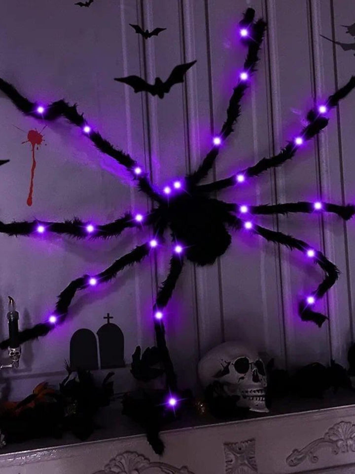 Araignée Géante en Peluche Effrayante et Lumineuse pour Décoration de Fête D'Halloween