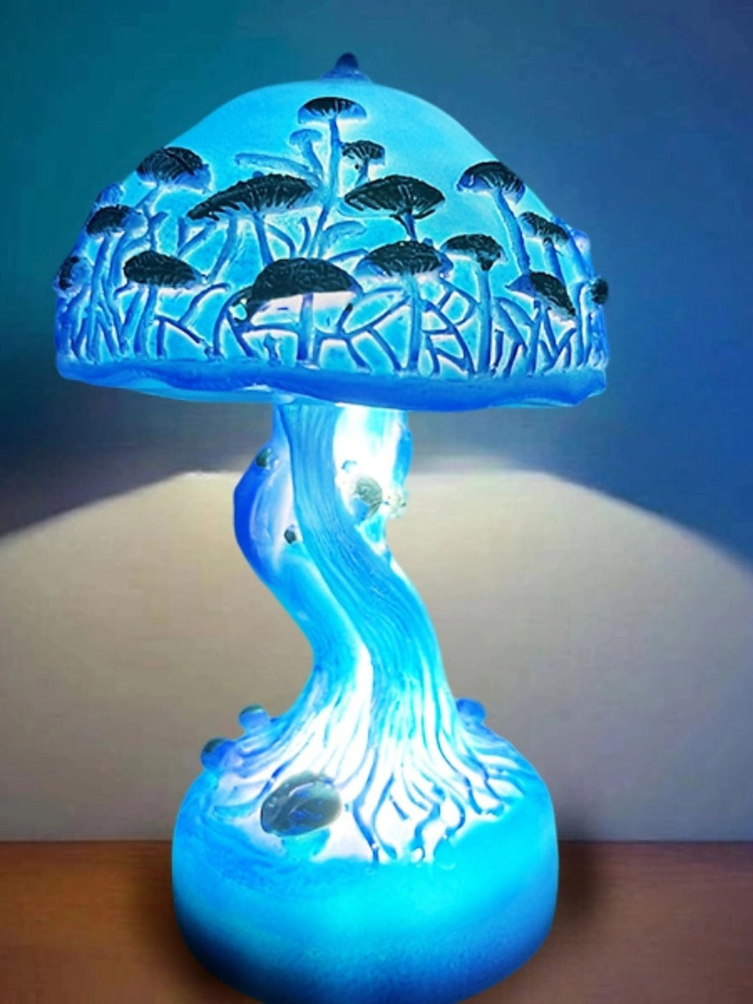 Veilleuse en Forme de Champignon en Vitrail Imitation Exquise pour Halloween