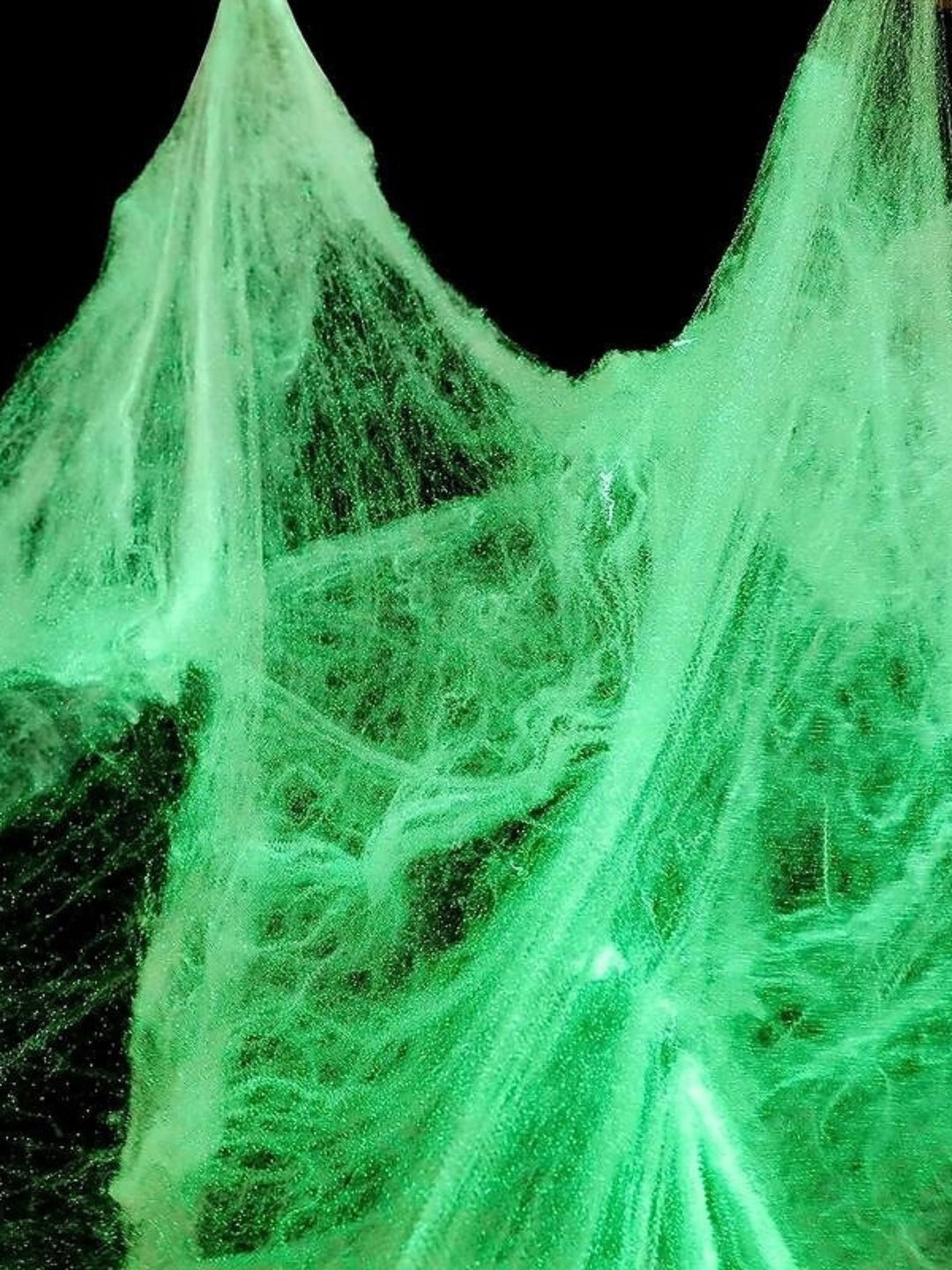 Toiles D'Araignée Extensibles Blanches Phosphorescentes pour Halloween, Accessoires de Décoration pour Fête Masquée