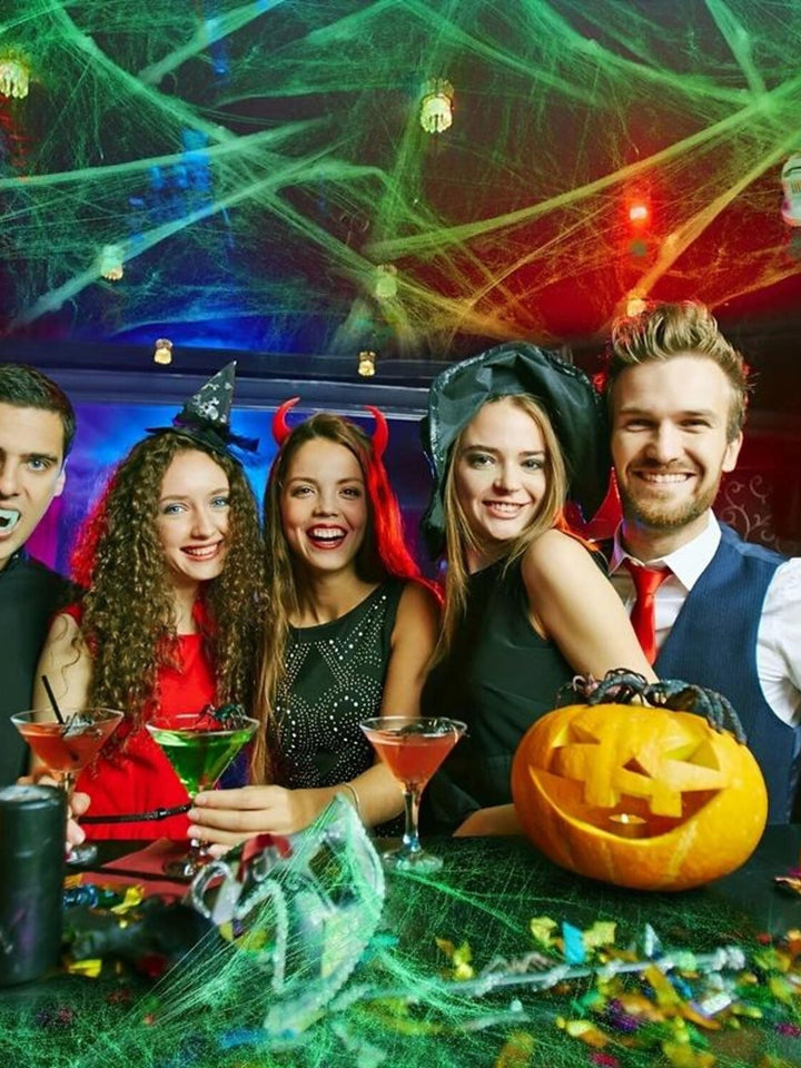 Toiles D'Araignée Extensibles Blanches Phosphorescentes pour Halloween, Accessoires de Décoration pour Fête Masquée