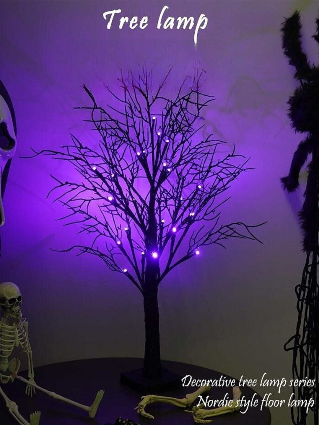Décoration D'Arbre de Paysage à led Violet Effrayant pour Halloween