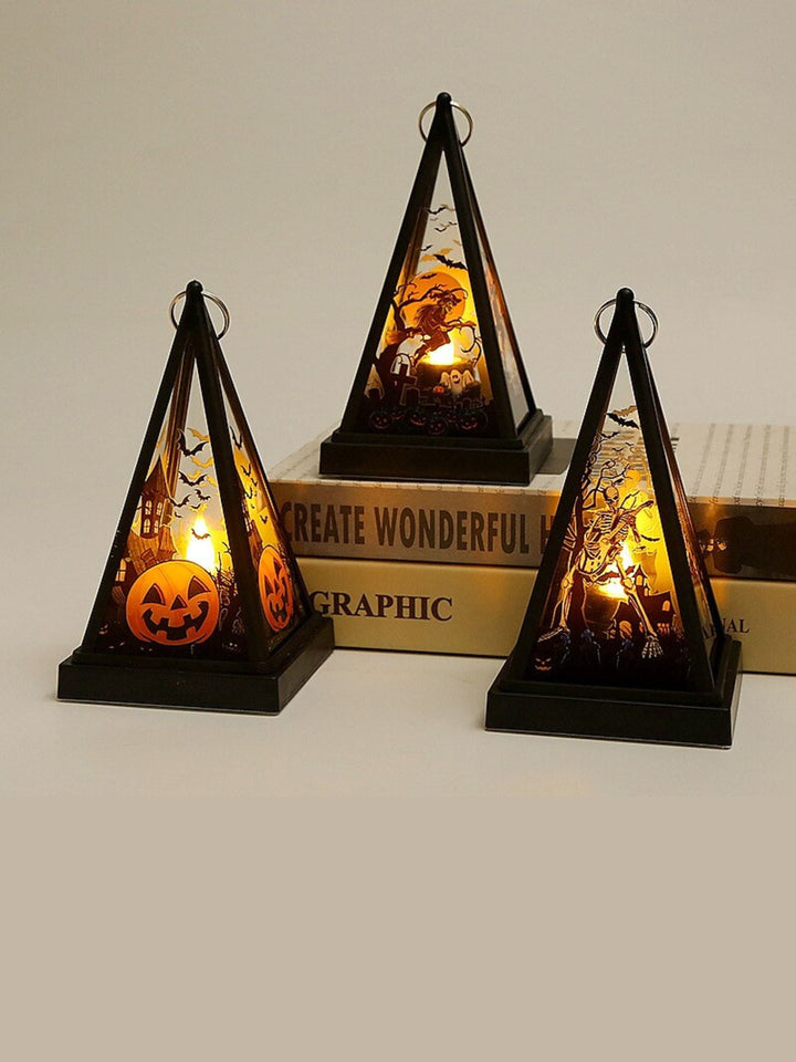 Lanterne Décorative à led Suspendue en Forme de Crâne de Château Triangulaire Vintage pour Halloween