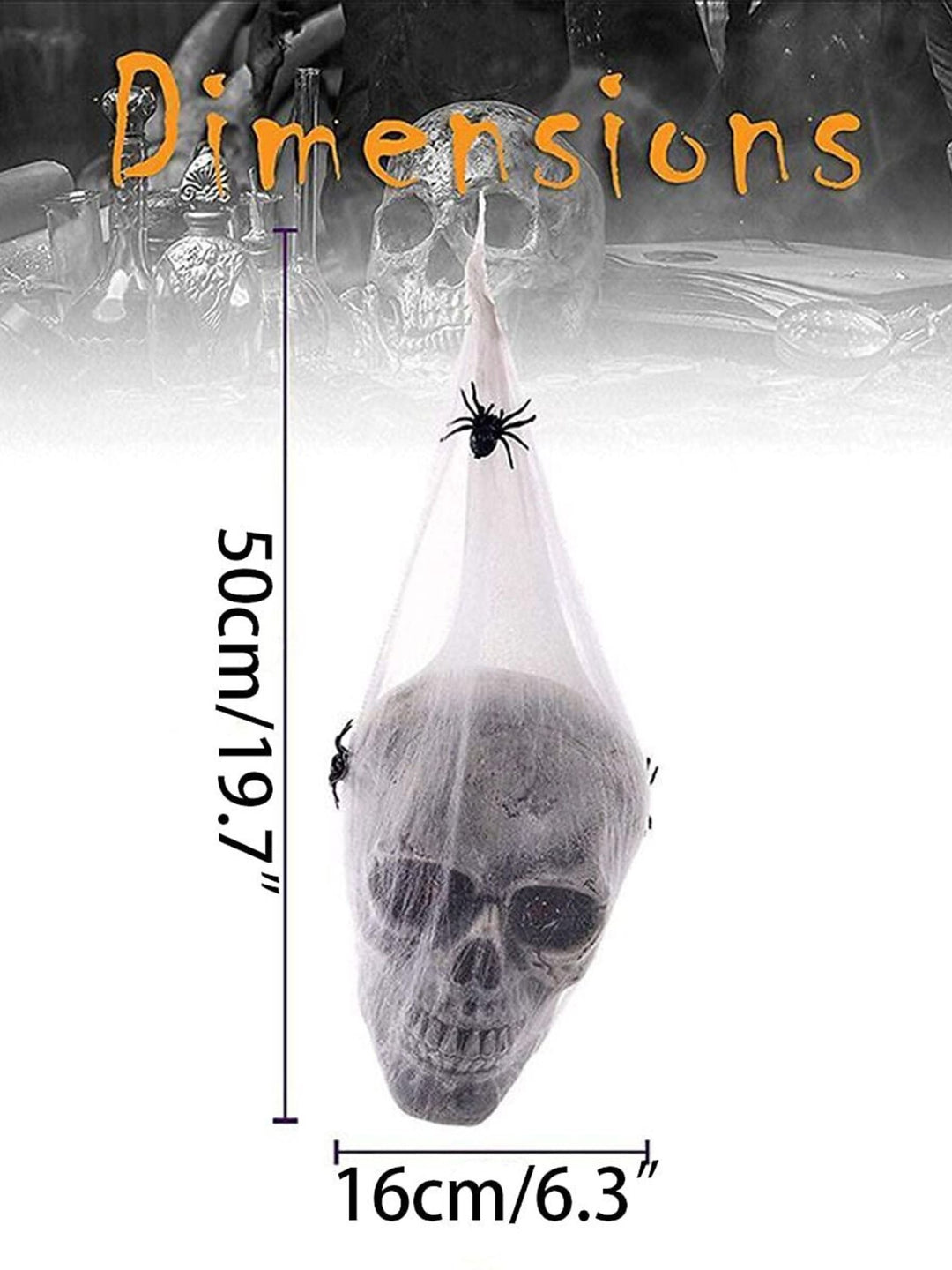 Décoration à Suspendre en Forme de Crâne et de Toile D'Araignée Aux Yeux Brillants pour Halloween