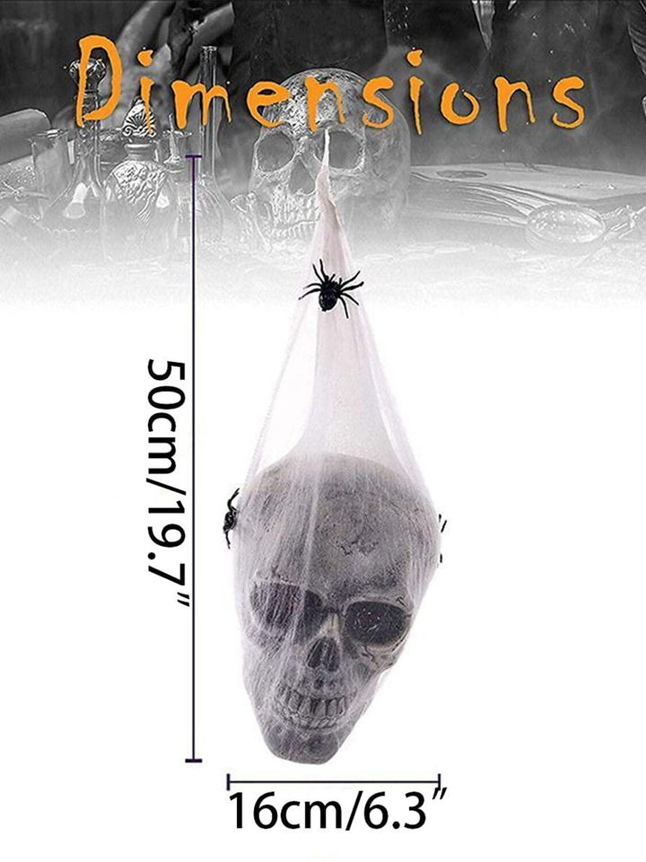 Décoration à Suspendre en Forme de Crâne et de Toile D'Araignée Aux Yeux Brillants pour Halloween