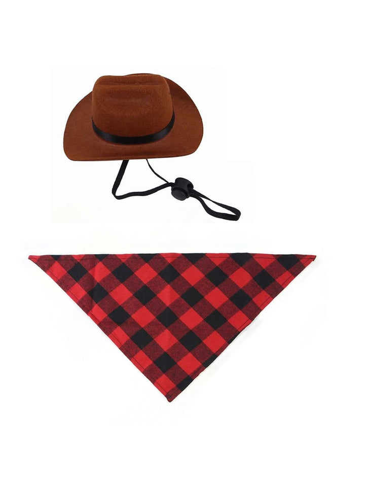 Ensemble D'Accessoires pour Animaux de Compagnie avec Chapeau de Cowboy Rétro de Style Western pour Halloween
