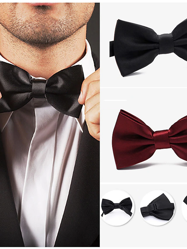 Cravates Actives Pour Hommes De Couleur Unie, Noir Et Rouge