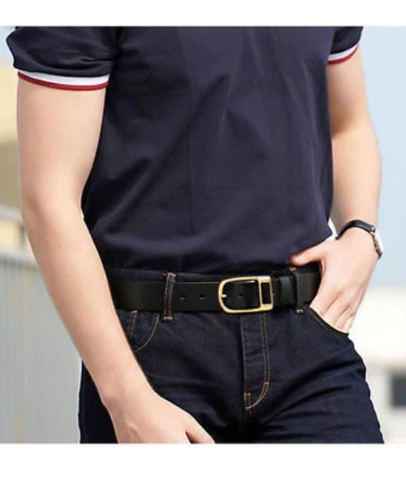 Ceinture à Cliquet Décontractée En Cuir Pour Homme Ceinture Classique En Jean Noir Marron Cuir De Vache Élégant Gentleman Uni Port Quotidien