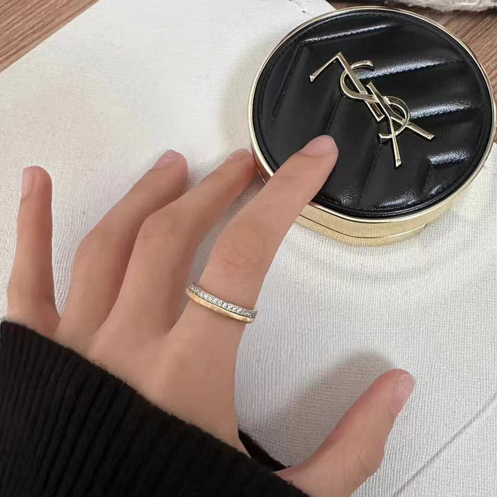 Bague Vintage En Forme De Chat Brossé Avec Barre Bicolore Émeraude