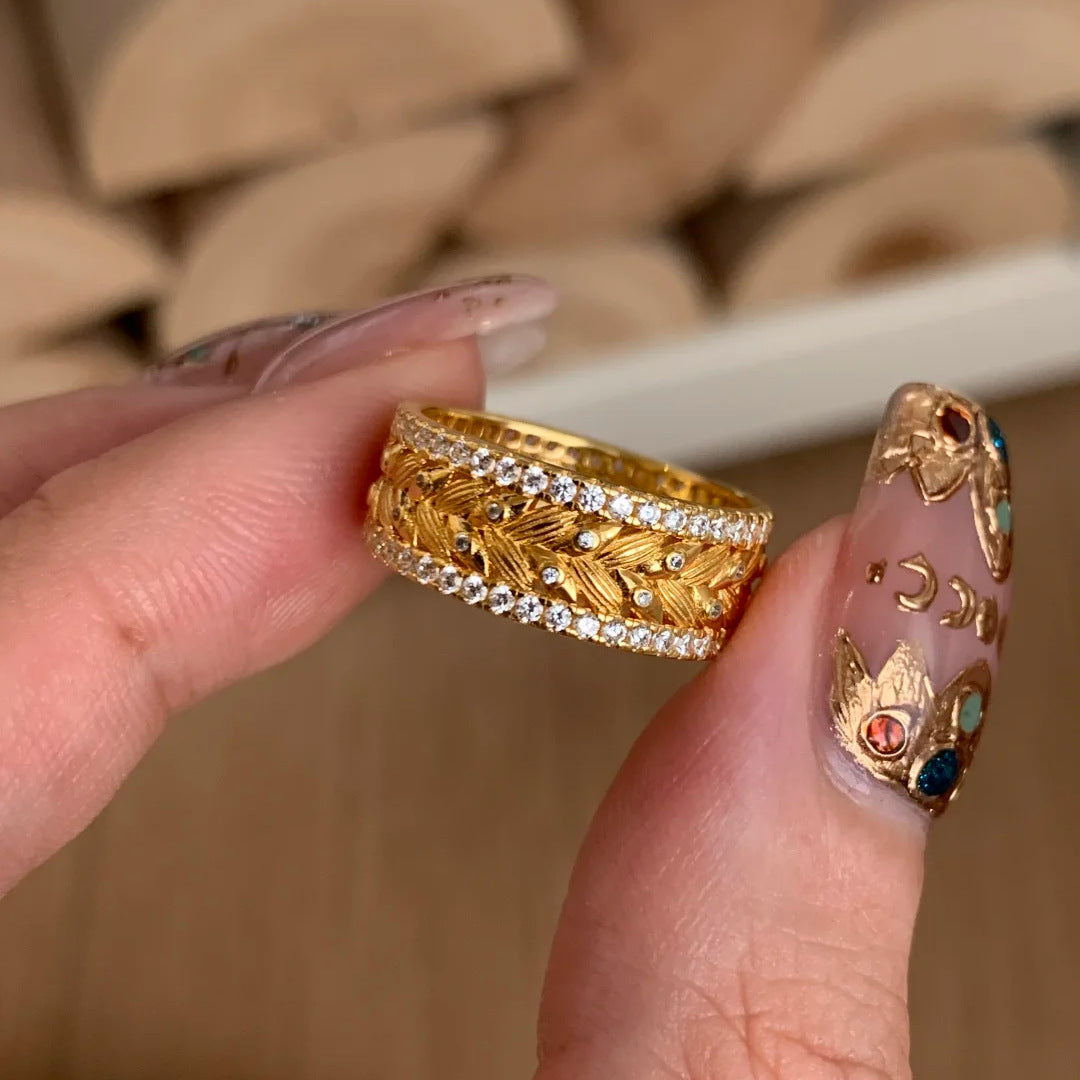 Bague De Luxe En Or Et Diamants Scintillants Style Rétro