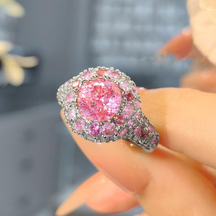 Bague Nid D'Oiseau Antique Unique En Diamant Rose Dégradé