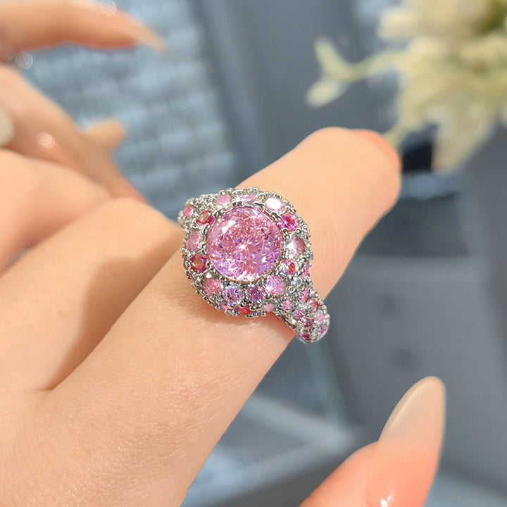 Bague Nid D'Oiseau Antique Unique En Diamant Rose Dégradé