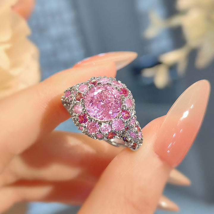 Bague Nid D'Oiseau Antique Unique En Diamant Rose Dégradé