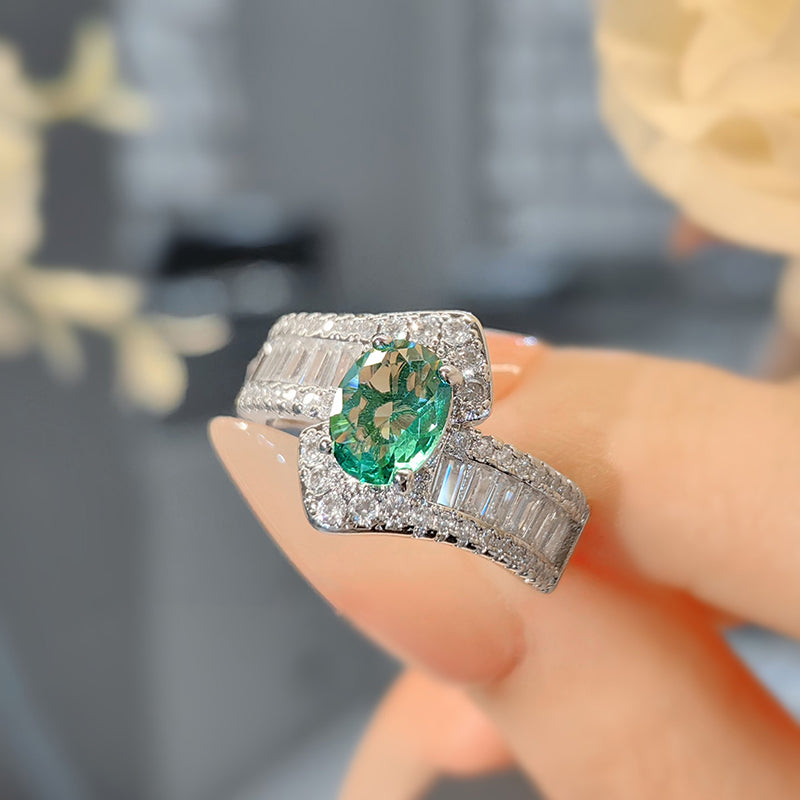 Bague Polyvalente De Luxe Avec Pierres Précieuses Vertes Haut De Gamme
