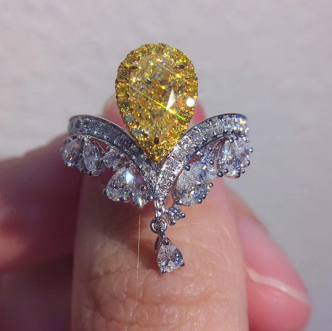 Bague Luxueuse Et Scintillante En Strass Réglable Bicolore Délicat