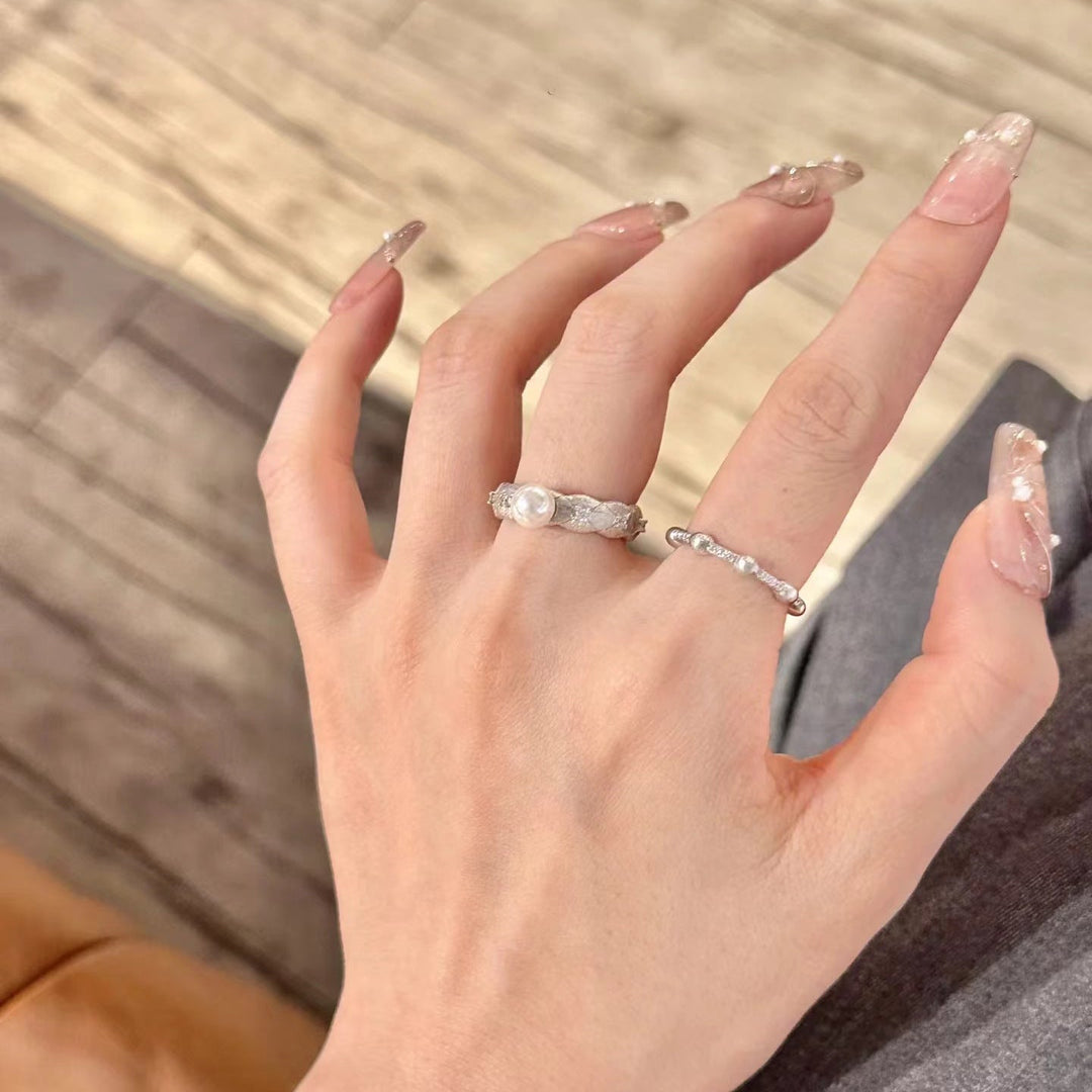 Bague De Luxe Minimaliste En Perles De Style Médiéval