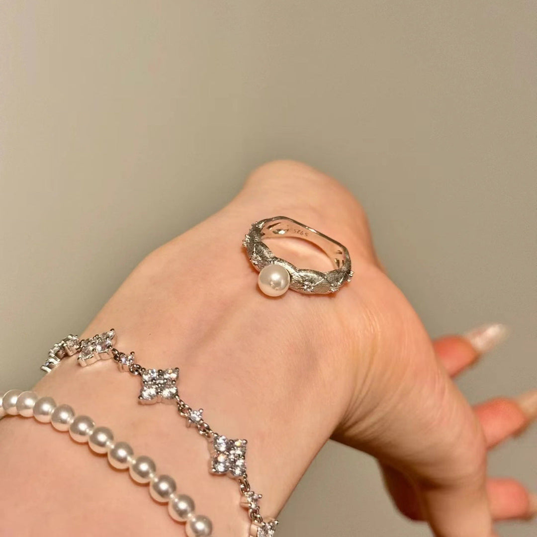 Bague De Luxe Minimaliste En Perles De Style Médiéval