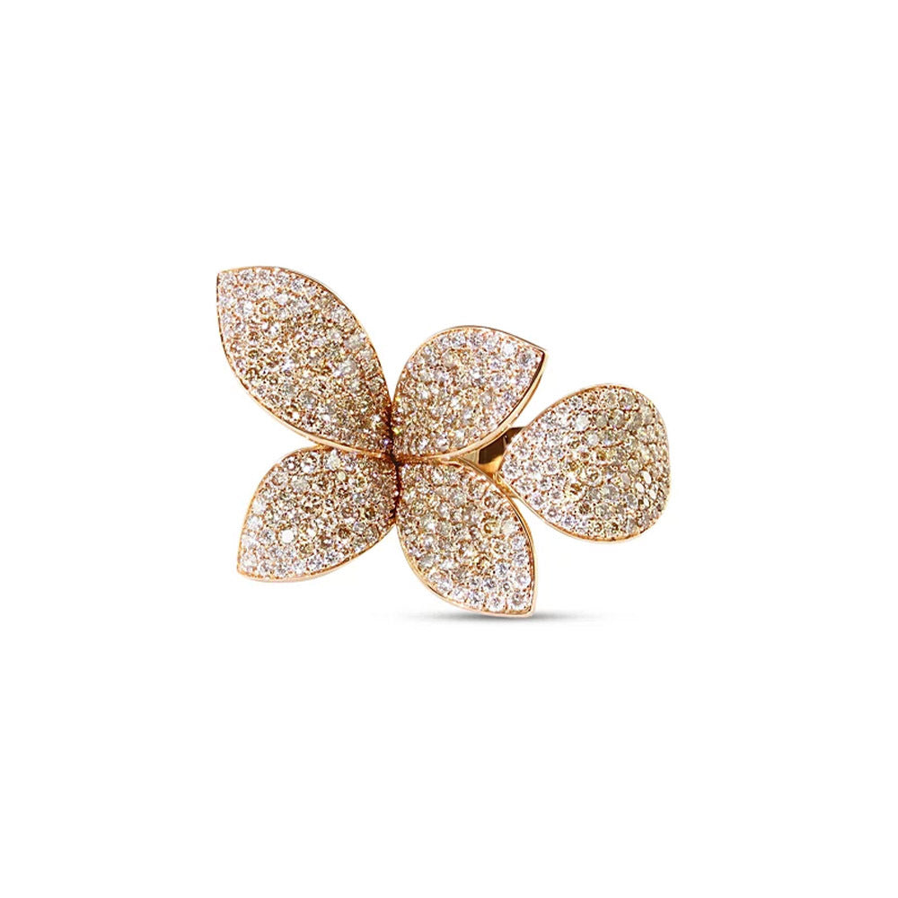 Bague Ajustable Avec Strass Et Fleur à 4 Feuilles