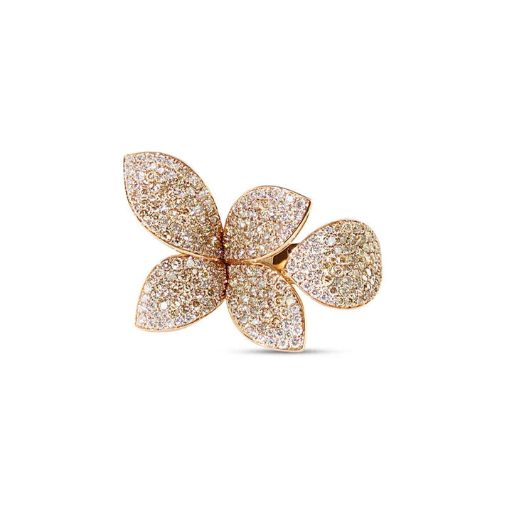 Bague Ajustable Avec Strass Et Fleur à 4 Feuilles
