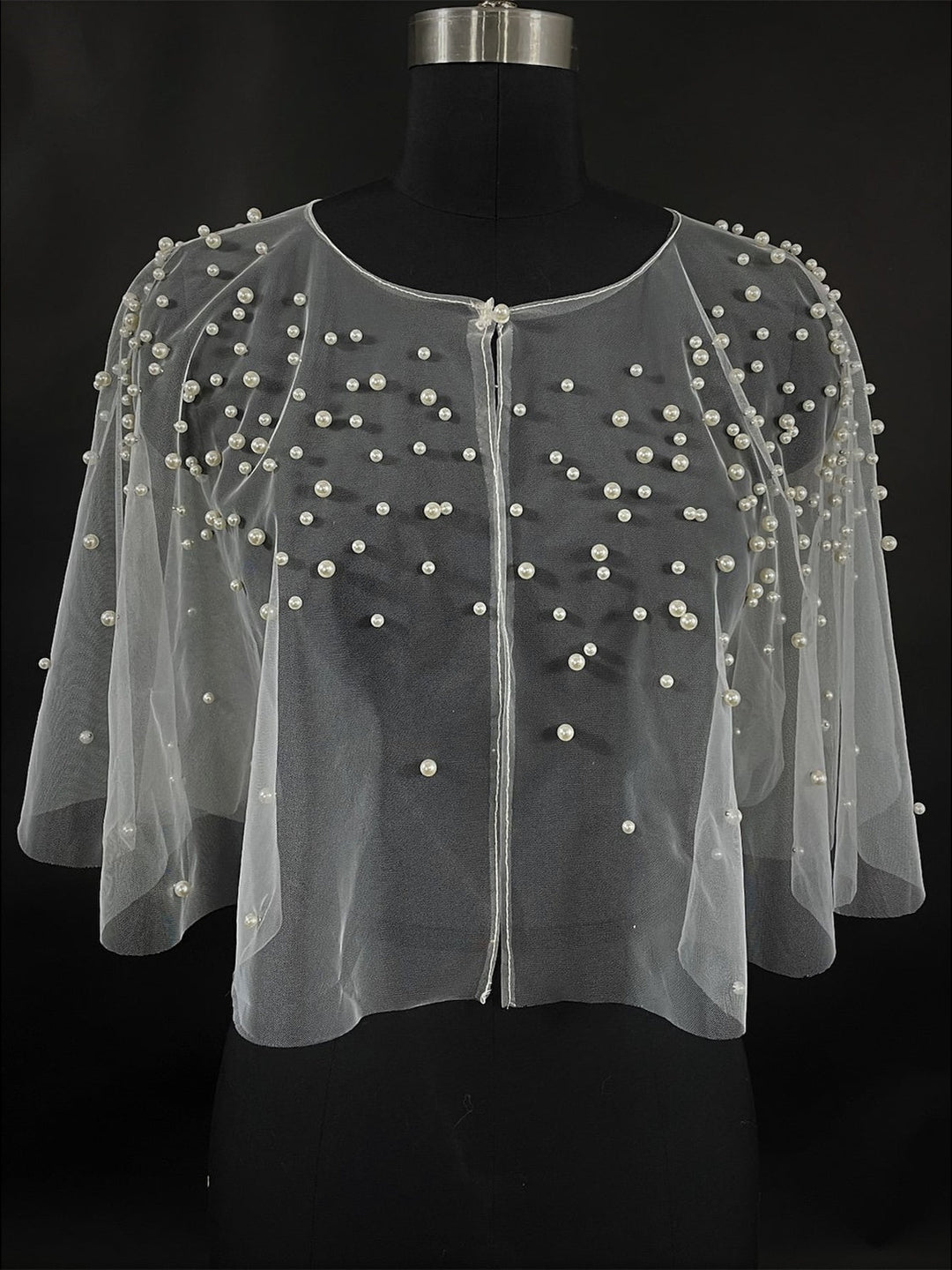 Châle/Enveloppe en Tulle Sans Manches à Paillettes pour Femme avec Protection Solaire et Perles D'Imitation