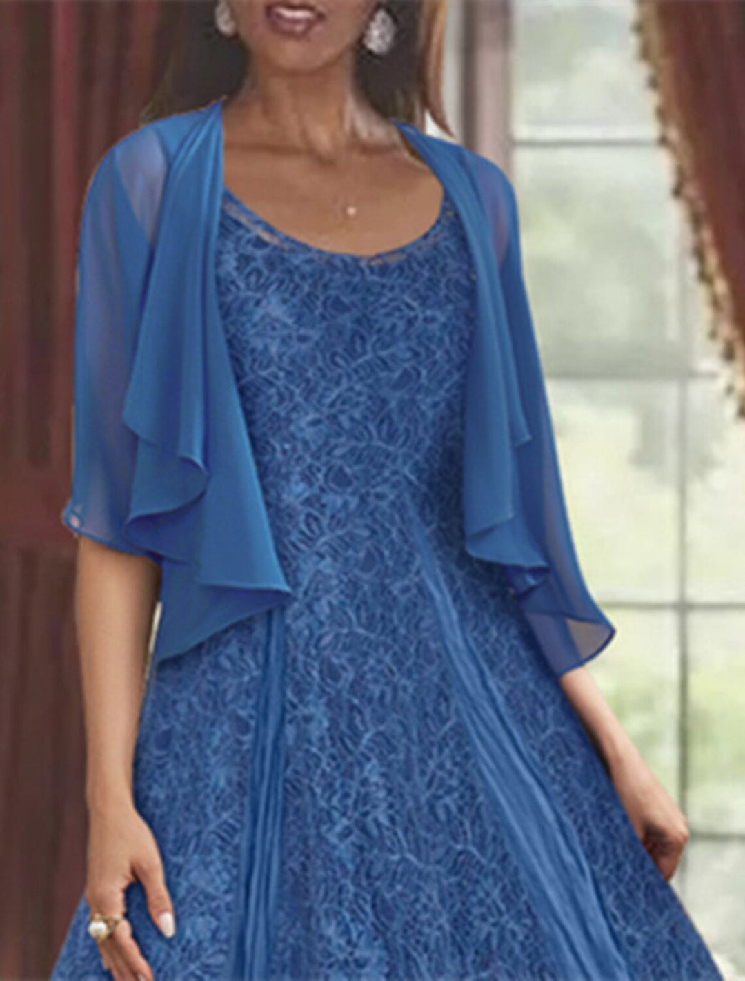 Châle/Enveloppe en Mousseline de Soie à Manches Mi-Longues avec Volants pour Invité de Mariage pour Femme