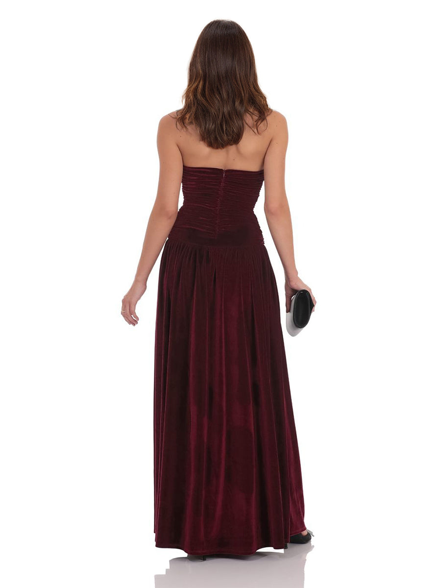 Robe A/Princesse en Velours Ruché