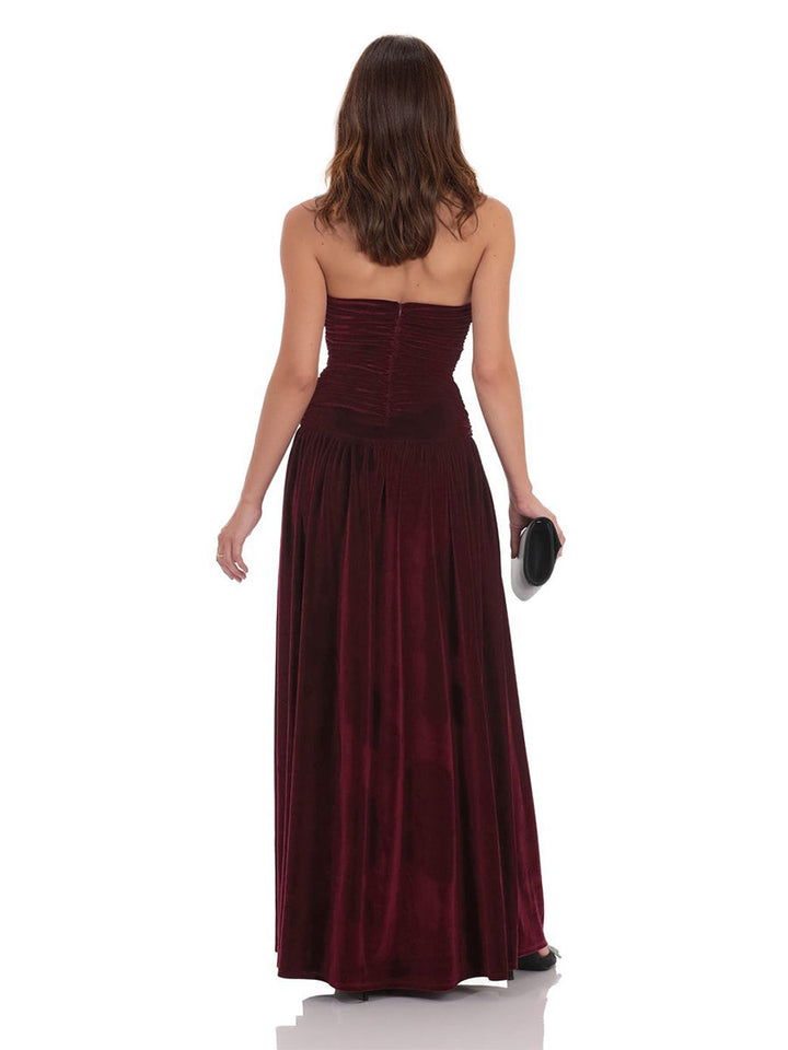 Robe A/Princesse en Velours Ruché