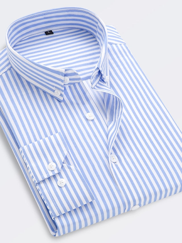 Chemise Rayée à Manches Longues et Coupe Standard pour Homme